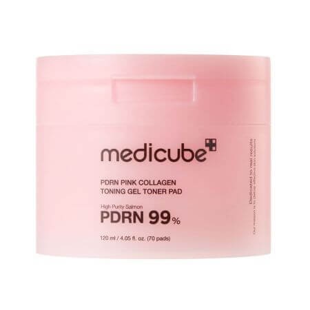 Medicube PDRN Pink Collagen Toning Gel Toner Pad Toner Pads to Brighten and Smooth the Skin 70 Pc